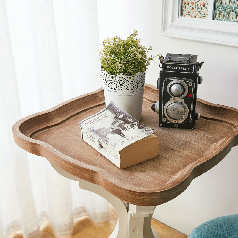 Ophelia Co. Plaisance Rustic Farmhouse Cottage Core Accent End Table Natural Tray Top Side Table Nightstand Reviews Wayfair
